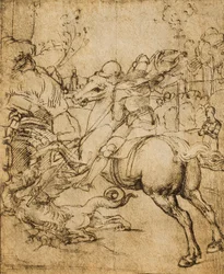 St. Georg tötet den Drachen (Zeichnung von Raphael)